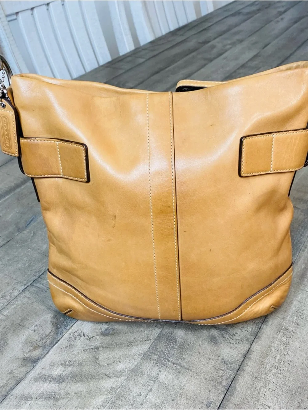 Coach Soho Slim Duffle 1453 Shoulder Bag Tan Leather Brown Crossbody Bag Purse - Picture 5 of 12